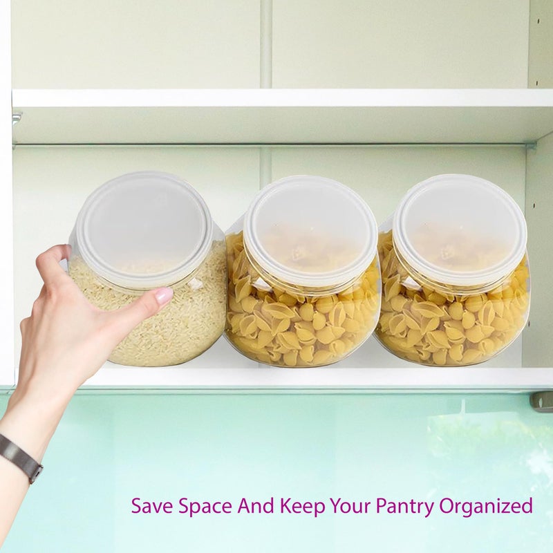 DilaBee 3 Pack Plastic Candy Jar - 48oz Round Candy Jars with Lids for Candy Buffet, Kitchen & Office Desk - Plastic Jars with Lids for Candy, Cookies & Snacks - Clear Jar with Labels BPA-Free - Image 3